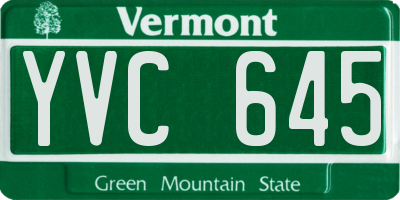 VT license plate YVC645