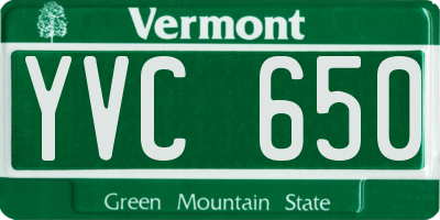 VT license plate YVC650