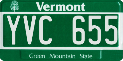 VT license plate YVC655