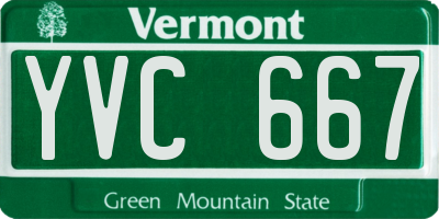 VT license plate YVC667