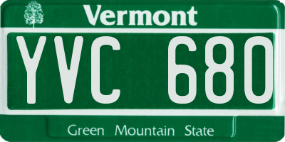 VT license plate YVC680