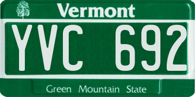 VT license plate YVC692