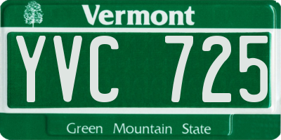 VT license plate YVC725