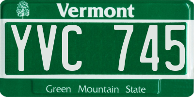 VT license plate YVC745