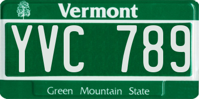 VT license plate YVC789