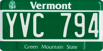 VT license plate YVC794
