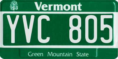 VT license plate YVC805