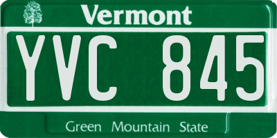 VT license plate YVC845