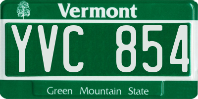 VT license plate YVC854