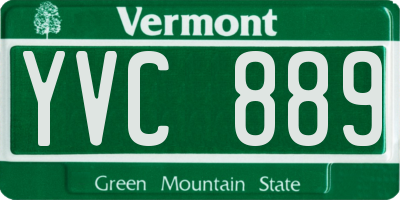VT license plate YVC889