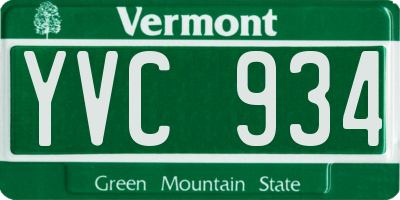 VT license plate YVC934