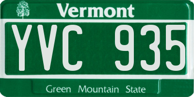 VT license plate YVC935