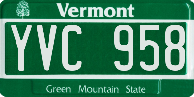 VT license plate YVC958