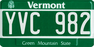 VT license plate YVC982