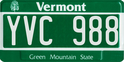 VT license plate YVC988