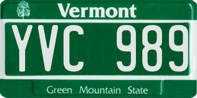 VT license plate YVC989