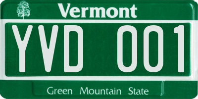 VT license plate YVD001