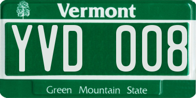 VT license plate YVD008