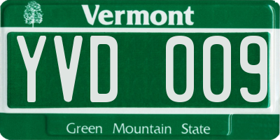 VT license plate YVD009