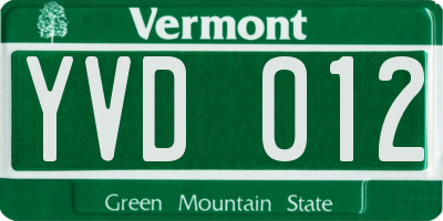 VT license plate YVD012