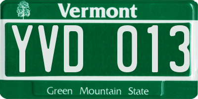 VT license plate YVD013