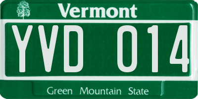 VT license plate YVD014