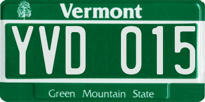 VT license plate YVD015