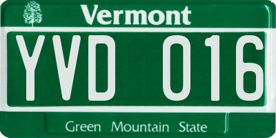 VT license plate YVD016