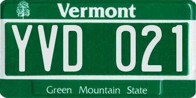 VT license plate YVD021