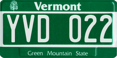 VT license plate YVD022