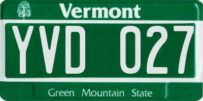 VT license plate YVD027