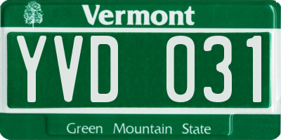 VT license plate YVD031
