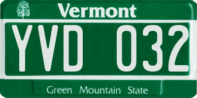 VT license plate YVD032