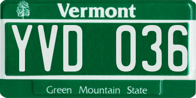 VT license plate YVD036