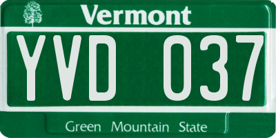 VT license plate YVD037
