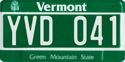 VT license plate YVD041