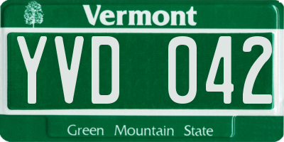 VT license plate YVD042