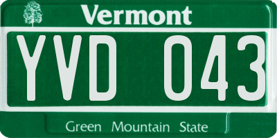 VT license plate YVD043