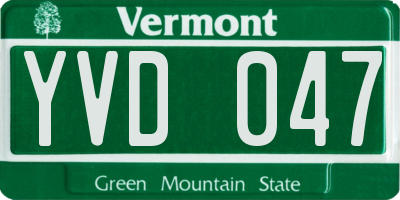 VT license plate YVD047