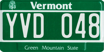 VT license plate YVD048