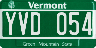 VT license plate YVD054