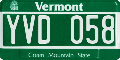 VT license plate YVD058