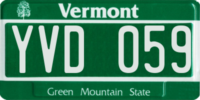 VT license plate YVD059