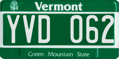 VT license plate YVD062