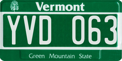 VT license plate YVD063
