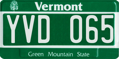 VT license plate YVD065