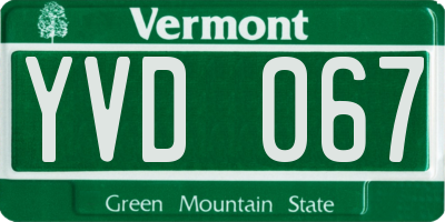 VT license plate YVD067