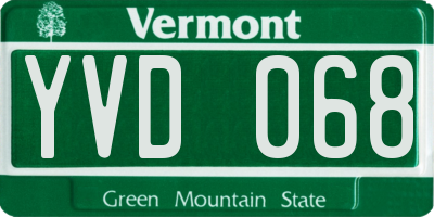 VT license plate YVD068