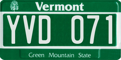 VT license plate YVD071