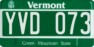 VT license plate YVD073